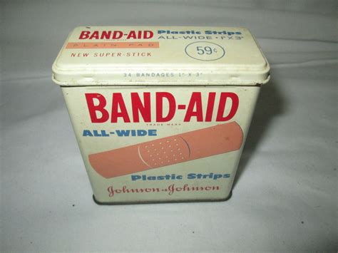 old metal band aid box code 5624|Vintage BAND AID Metal Tin, Made in USA, Code 5624, 3.5 X .